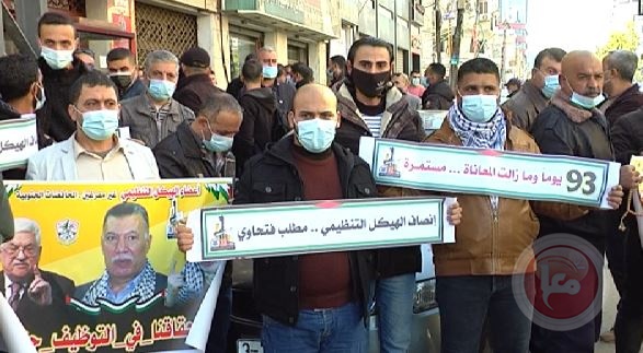 كوادر فتحاوية تتظاهر بغزة مطالبة الرئيس بانصافها ماليا