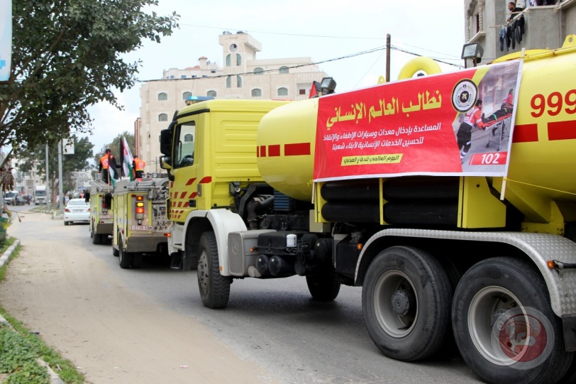 الدفاع المدني بغزة يدعو للضغط على الاحتلال للسماح بدخول المركبات والمعدات