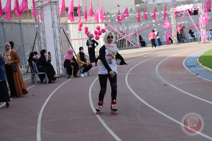 غزة: يوم رياضي وردي  لتشجيع النساء على إجراء الفحص المبكر لسرطان الثدي