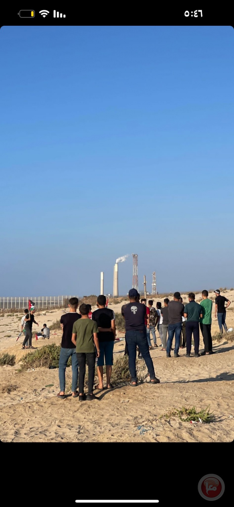 تظاهرة حاشدة قرب الحدود المائية لغزة مع إسرائيل 