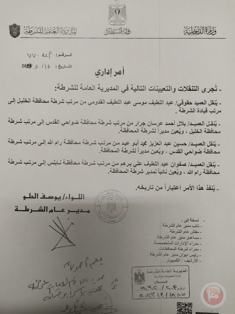معا تنشر أسماء ضباط شرطة تم إحالتهم لمجالس تأديبية