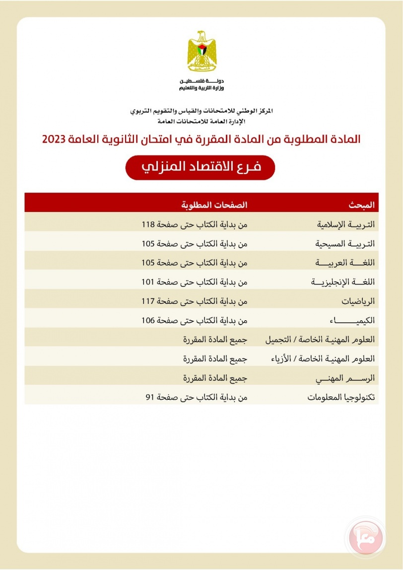 موعده 7 حزيران- التربية تعلن المادة المقررة في امتحان الثانوية العامة