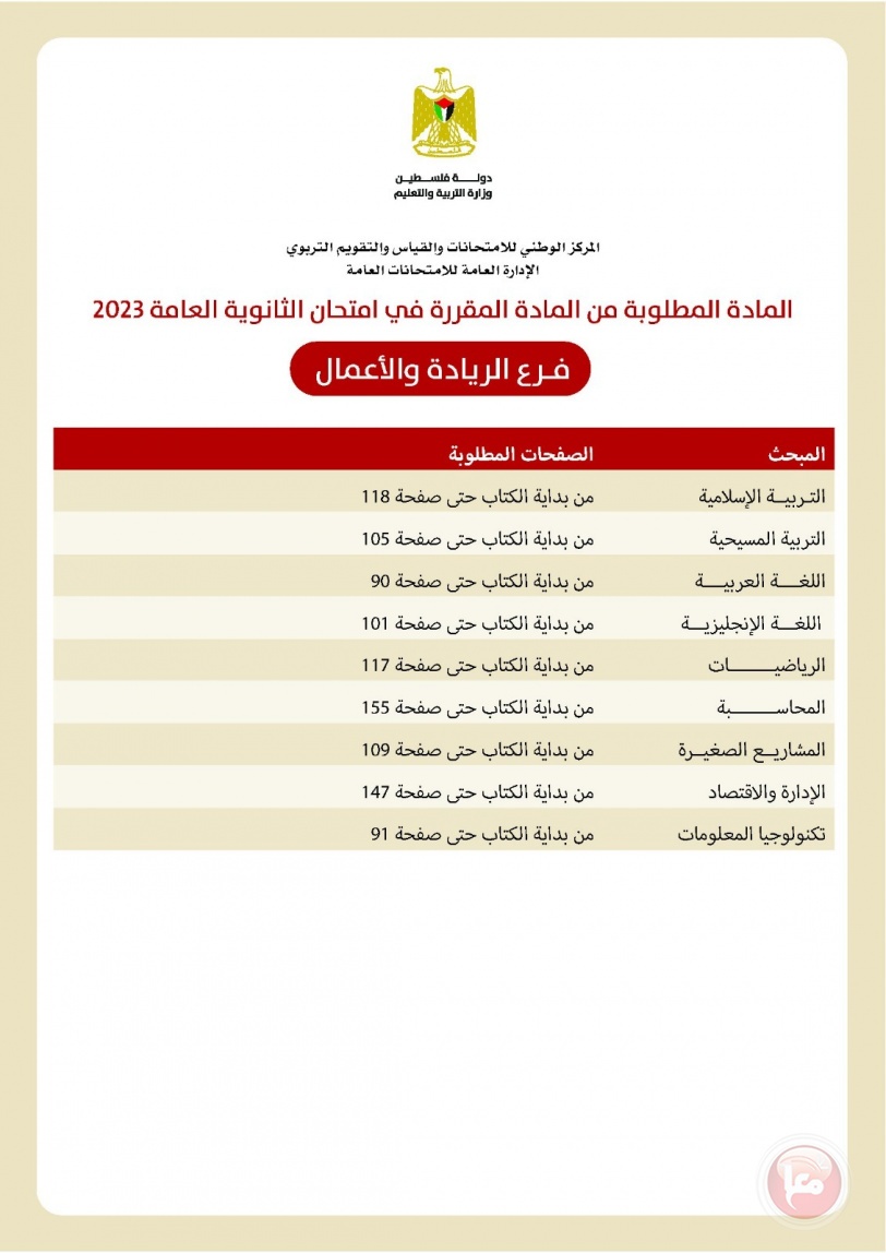 موعده 7 حزيران- التربية تعلن المادة المقررة في امتحان الثانوية العامة