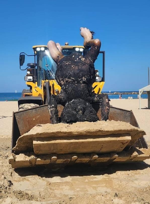 إحراق تمثال بن غوريون على شاطئ تل أبيب (صور)