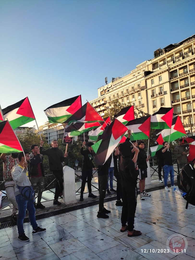 تضامن شعبي يوناني واسع مع شعبنا في وجه العدوان الإسرائيلي