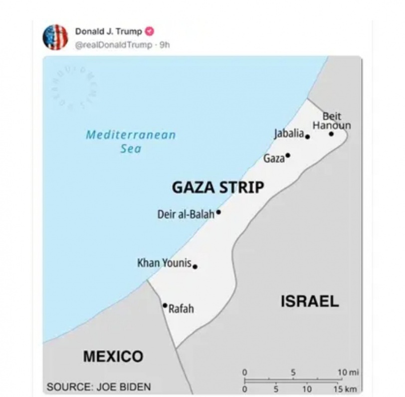 (صورة)  سخرية من بايدن.. ترامب ينشر خريطة يستبدل عليها اسم مصر بالمكسيك