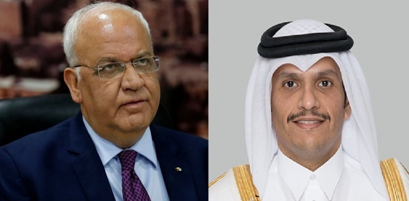 عريقات يتلقى رسالة تعزية من نائب رئيس الوزراء وزير الخارجية القطري 