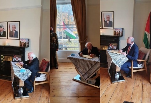 الرئيس الإيرلندي يقدم واجب العزاء بوفاة عريقات في مقر بعثة دولة فلسطين