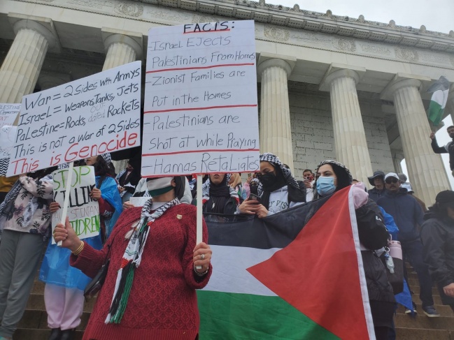 مظاهرة حاشدة في واشنطن تنديدا بجرائم الاحتلال