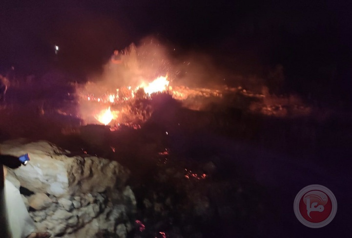 للمرة الثانية- مستوطنون يضرمون النار بأراضي جالود