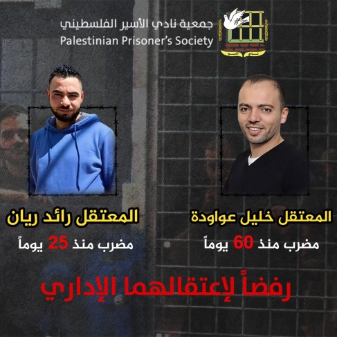 المعتقلان عواودة وريان يواصلان معركتهما رفضا لاعتقالهما الإداري 