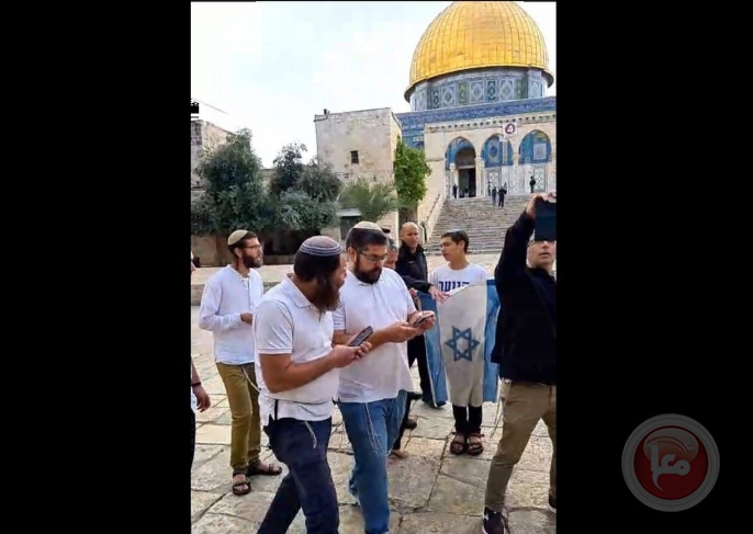 مستوطنون يرفعون العلم الإسرائيلي في ساحات الاقصى