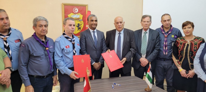 توقيع اتفاقية تعاون بين الكشافة الفلسطينية والكشافة التونسية