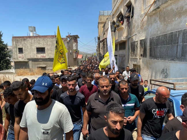 جنين: مسيرة حاشدة في جبع منددة بإعدام الشهيدين غنام وعلاونة