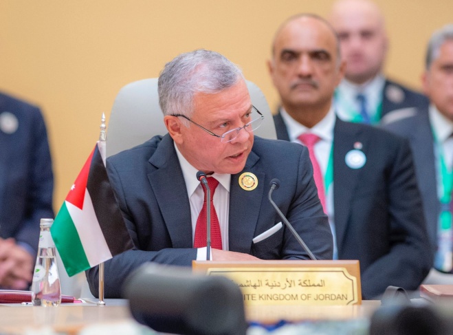 King Abdullah confirms Jordan's rejection of attempts to separate the West Bank and Gaza
