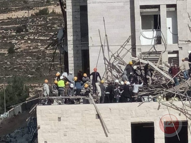 مصرع عاملين وإصابات بانهيار سقالات بناء بمستوطنة شمال القدس