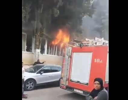 حريق بمجمع فلسطين الطبي