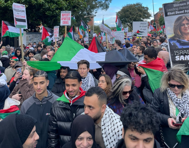 A massive demonstration in Dublin denouncing the aggression against Gaza