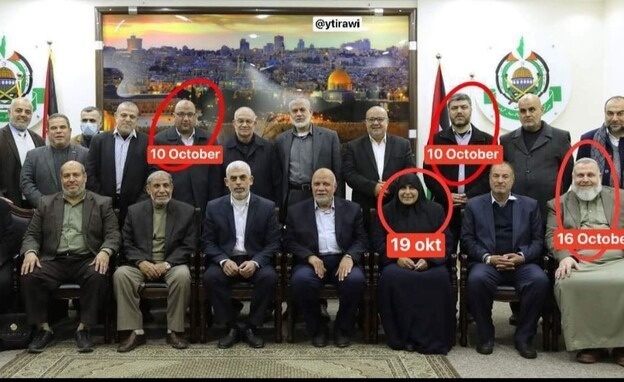 &quot;القناة 12&quot; تنشر صورة جماعية للمكتب السياسي لحماس وتشير للأعضاء الذين قتلهم الاحتلال