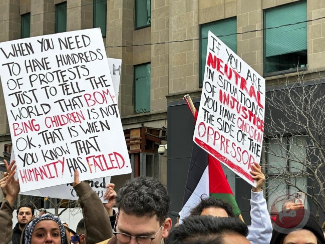 Massive demonstrations in Toronto to reject the aggression against Palestine