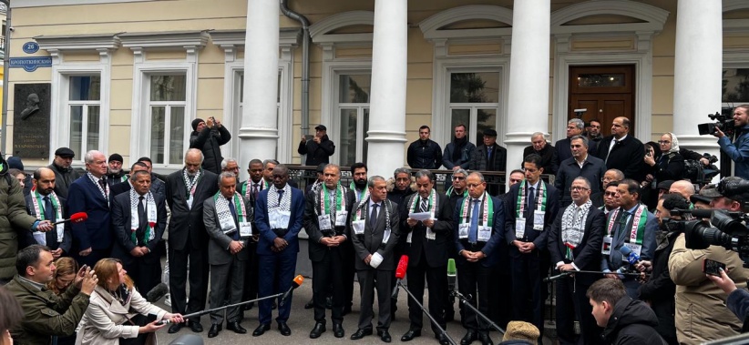 Our ambassador in Moscow receives those in solidarity with our Palestinian people