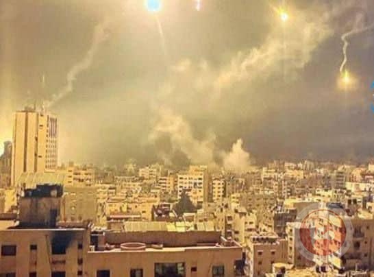 Violent bombing on various areas in Gaza City
