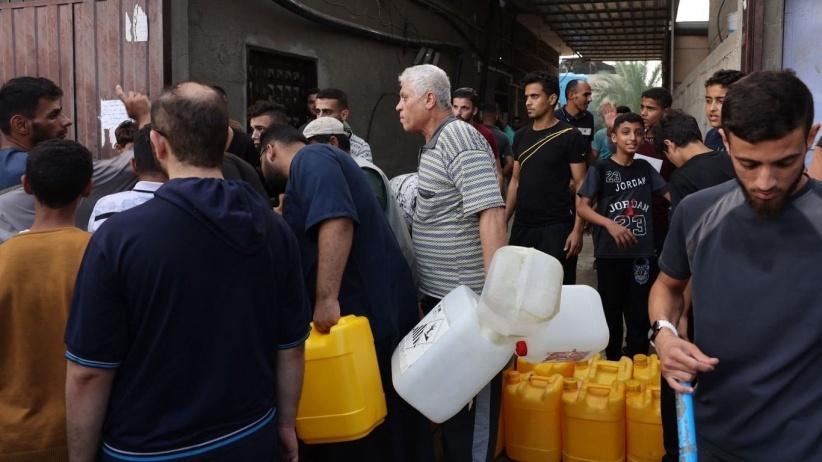 Introducing quantities of fuel to operate a number of water wells in Gaza