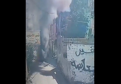 The moment an explosive device was detonated in a military jeep