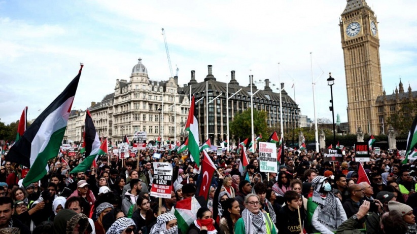 Thousands of demonstrators in the United Kingdom march in support of Gaza