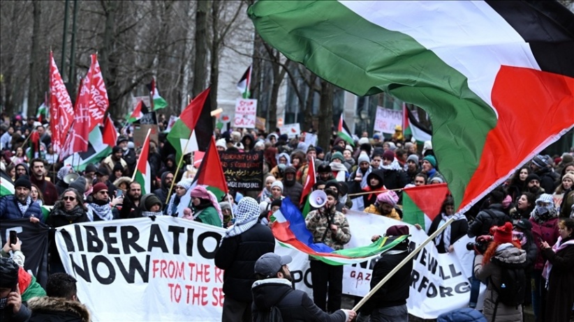 Thousands demonstrate in Belgium to denounce the occupation's aggression against Gaza