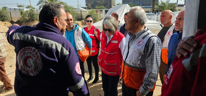 The head of the Palestinian Red Crescent arrives in Gaza.