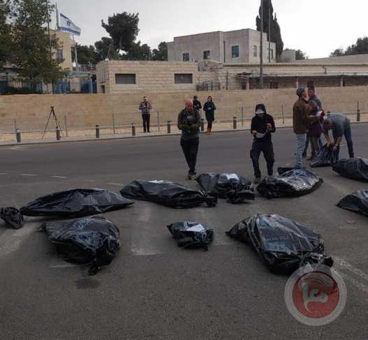 Continuing provocations - Settlers place bags and red material in front of the UNRWA headquarters in Jerusalem
