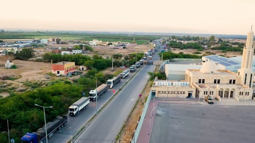 Jordan: The convoy of 100 food trucks arrived in Gaza via the Kerem Shalom crossing