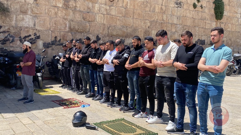 50 thousand people performing prayer... Young men were attacked and prevented from entering Al-Aqsa to pray