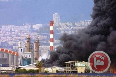 اشتعال النيران في خزان للكبريت في ميناء حيفا