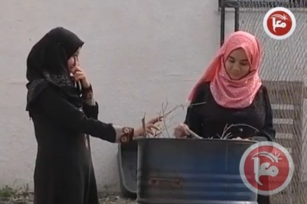 مجموعة من الفتيات يحولن المخلفات الزراعية لوقود للتدفئة بغزة