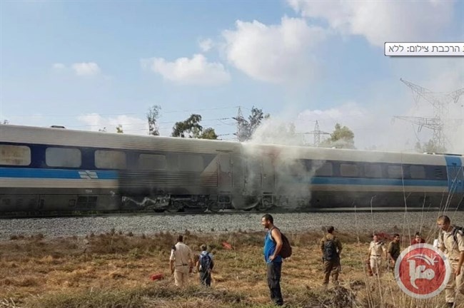 حريق في قطار اسرائيل