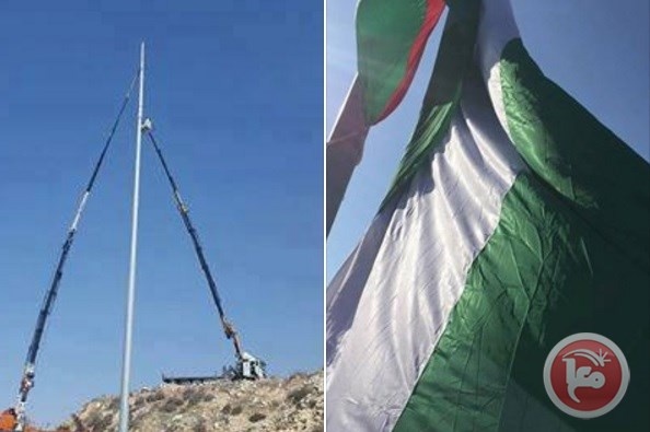 وضع اللمسات الاخيرة على أكبر سارية علم بنابلس