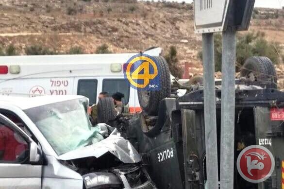 إصابة 4 جنود جراء حادث سير مع مركبة فلسطينية