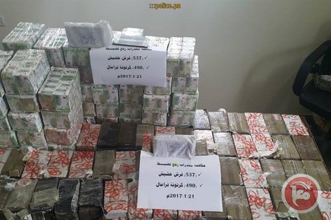 غزة- مكافحة المخدرات تضبط 1100 فرش حشيش و2600 كرتونة أترامال