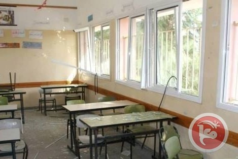 تضرر مدرسة نتيجة العدوان الاسرائيلي على غزة