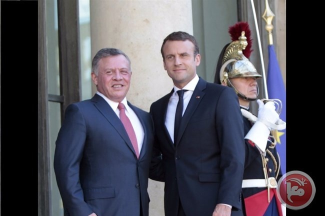ملك الأردن والرئيس الفرنسي يبحثان الأوضاع في فلسطين