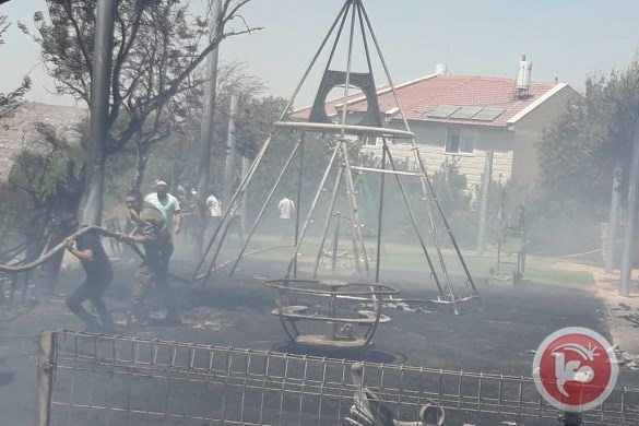 حريق في مستوطنة بيت ايل قرب رام الله
