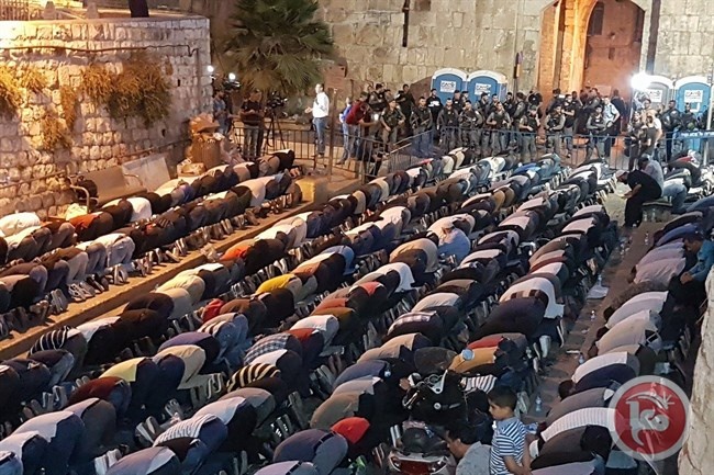 &lt;div&gt;صورة وتعليق: &lt;/div&gt;في القدس الصلاة على الاسفلت رفضا للبوابات الالكترونية بالاقصى