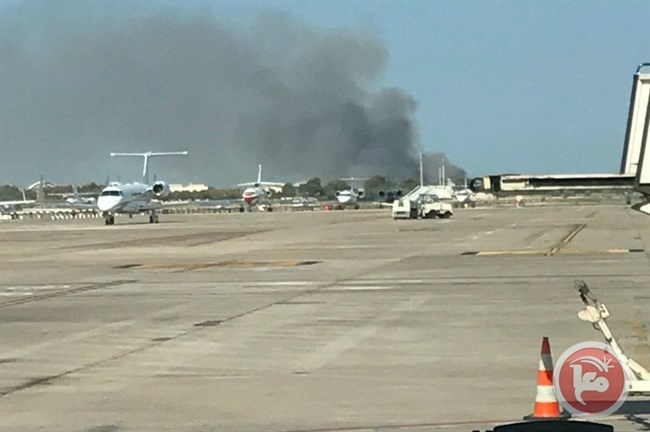 اندلاع حريق ضخم في مطار برشلونة
