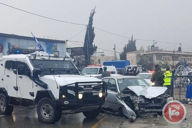 4 اصابات في حادث مع مركبة شرطة احتلال شمال الخليل