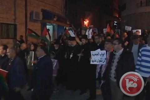 بيت لحم- مسيرة منددة باستهداف الاحتلال للكنائس