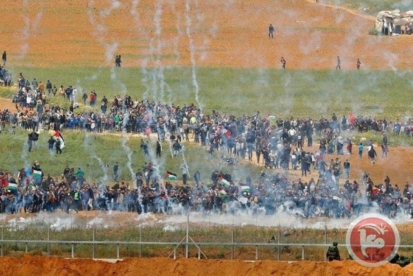 14 شهيدا و1272 جريحا في مسيرات يوم الارض بغزة