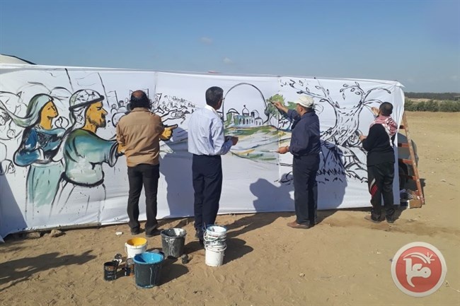 غزة- جدارية فنية تُحاكي معاناة التهّجير وحلم العودة