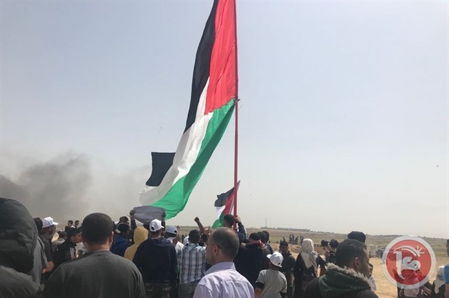 اعلام فلسطين ترفرف قبالة الحدود